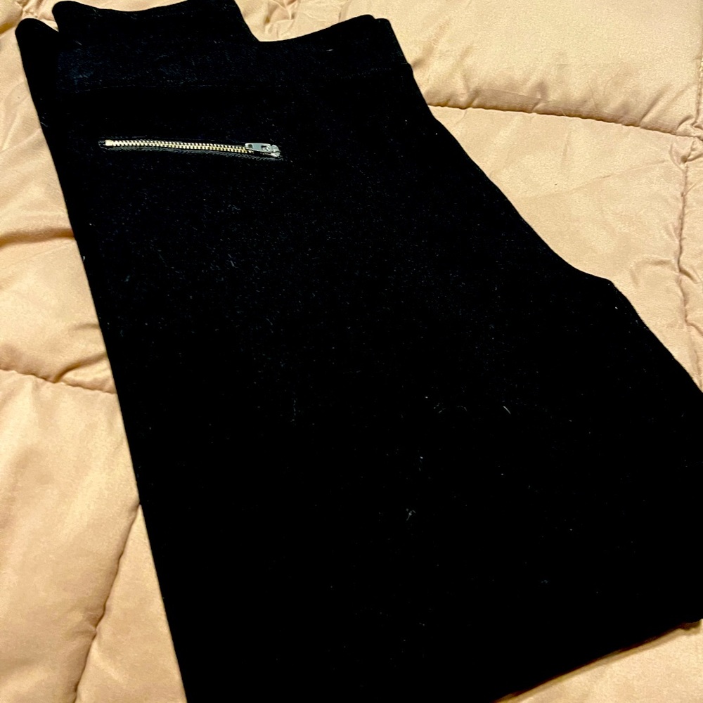 Catherine Malandrino Large Black Leggings w/Zipper Accent